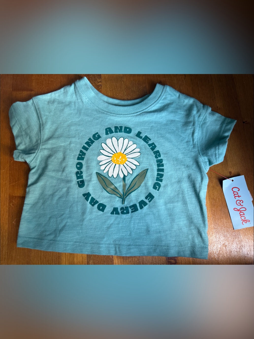 Cat & Jack Teal Graphic Daisy Short Sleeve Tee